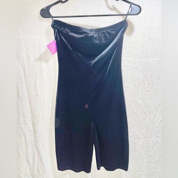 Velour Strapless Jumpsuit - Picture 2 of 12